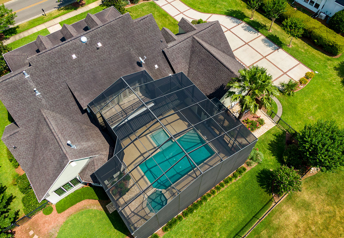 Covered Pool Aerial Photo
